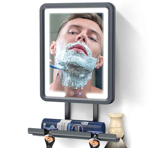 Fogless Lighted Shower Mirror with Razor Holder, Rechargeable