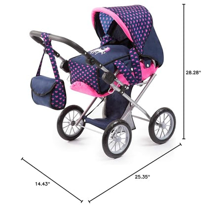 Bayer Design Baby Doll City Star Pram in Polka Dots, Blue/Pink