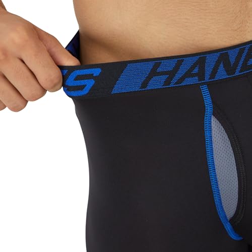 Hanes Total Support Pouch Men's Pack, Anti-Chafing, Moisture-Wicking Underwear with Cooling (Trunks Available), Boxer Brief-Black, Medium