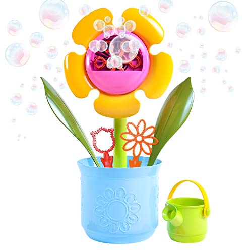 14" Flower Pot Bubble Maker with Wands & Solution