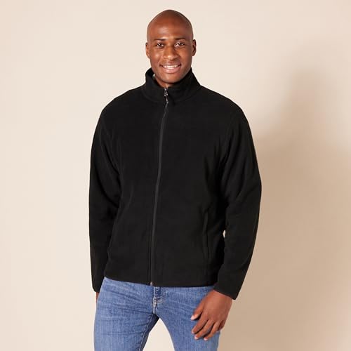 Amazon Essentials Men's Full-Zip Fleece Jacket-Discontinued Colors, Black, Small