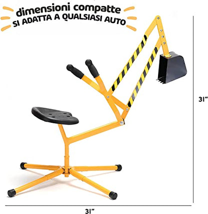 stargo Sand Digger Kids Excavator Ride on Toy, Beach Toys Outdoor Sandbox Toy Digger for Kids, Solid Steel Rotates 360, Role Play, Sand Toys