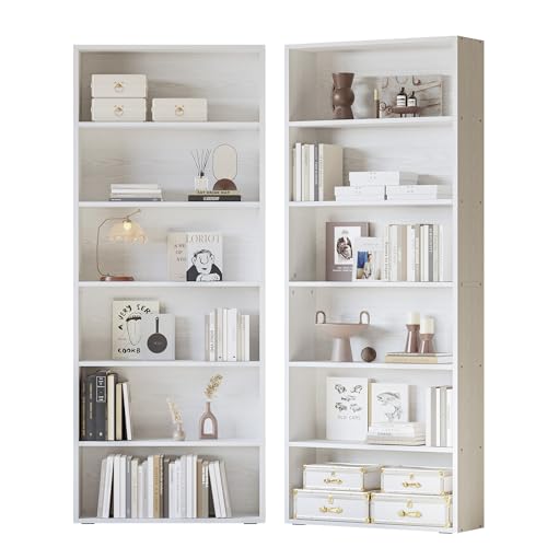 2 Pack 6-Tier Tall Floor Standing Bookcases