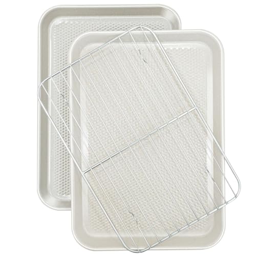 2 Pack Nonstick Quarter Sheet Pans with Racks