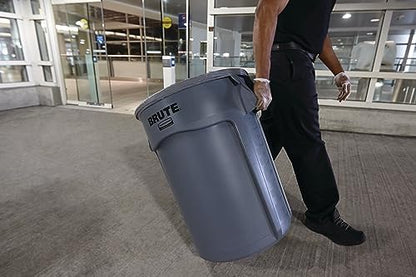 Rubbermaid Commercial Products BRUTE Heavy-Duty Round Trash/Garbage Can, 20-Gallon, Gray, Outdoor Waste Container for Home/Garage/Bathroom/Outdoor/Driveway