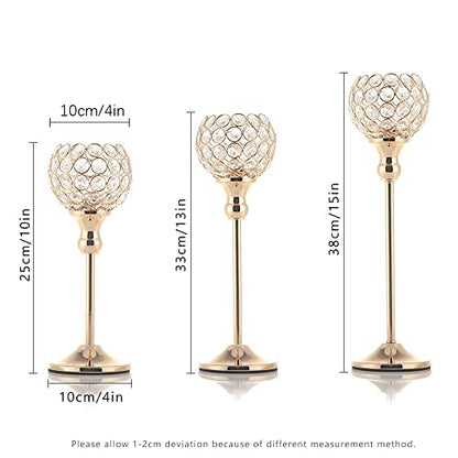 3-Piece Crystal Candle Holders for Home Decor
