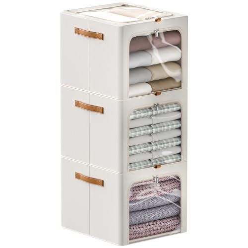 3 Pack 42L Storage Bins with Lids Organizer
