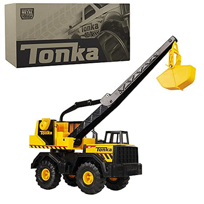Tonka Steel Classics, Mighty Crane - Made With Steel and Sturdy Plastic, Big Construction Truck, Boys and Girls Ages 3+, Toddlers, Birthday Gift, Christmas, Holiday