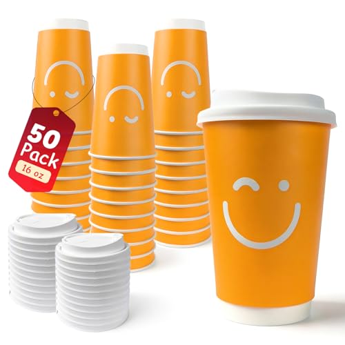 16oz Insulated Double Wall Disposable Coffee Cups with Lids