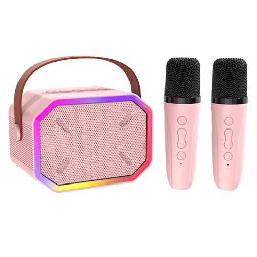 Mini Karaoke Machine with 2 Wireless Microphones for Kids