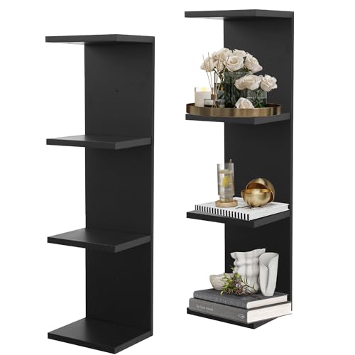 2 Pack Wall Mounted 4-Tier Floating Shelves