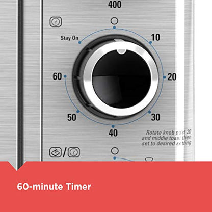 BLACK+DECKER 6-Slice Crisp 'N Bake Air Fry Toaster Oven, TO3215SS, 5 Cooking Functions, 60 Minute Timer, Stainless Steel