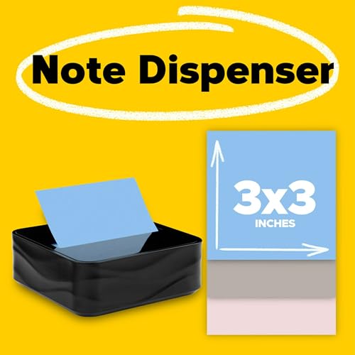 Post-it Note Dispenser, Modern Black, Pack includes Dispenser and 3 Super Sticky Pop-up Sticky Notes Pads, 2X The Sticking Power (WAVE-330-BKVP)
