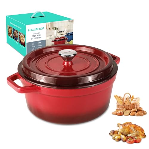 5.3QT Enameled Cast Iron Dutch Oven with Lid