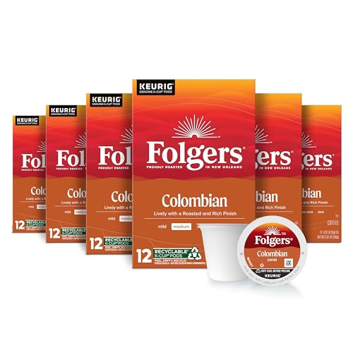 6 Pack Folgers K Cups Colombian Medium Roast Coffee Pods