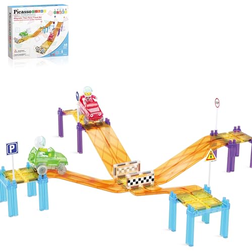 PicassoTiles Magnetic Race Track Building Tiles Set