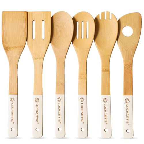 6 Piece Bamboo Wooden Cooking Utensil Set