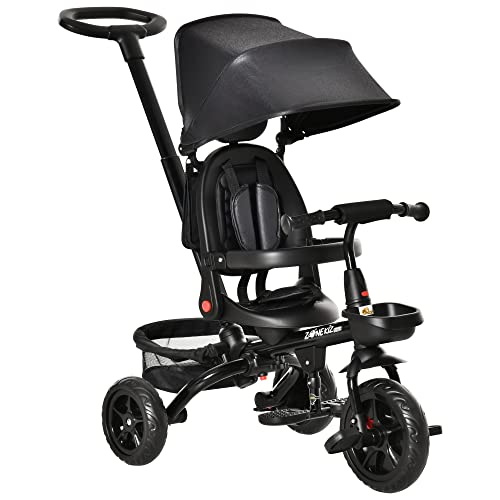 Foldable 4-in-1 Toddler Tricycle with Parent Handle