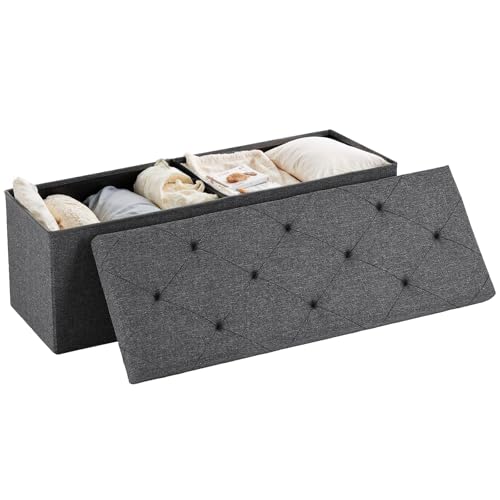 43in Foldable Storage Ottoman Bench with Padded Seat