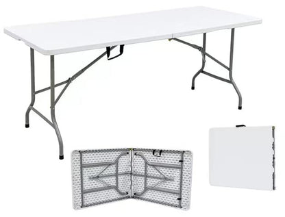 Elevon Portable Utility Camping Crafting Folding Table, 6 Feet, White