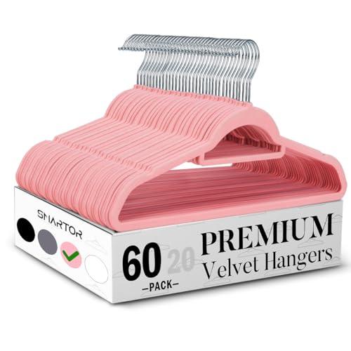 60 Pack Non-Slip Velvet Space Saving Hangers