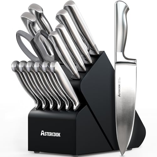 15 Piece German Steel Kitchen Knife Block Set