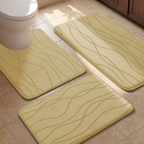 3 Piece Memory Foam Bathroom Rug Set