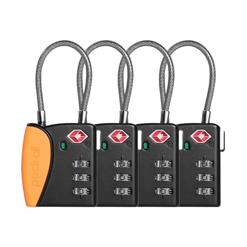 4 Pack TSA Approved Cable Luggage Locks Combination
