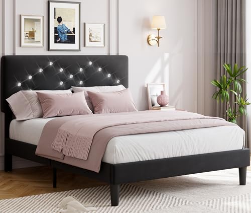 Full Upholstered Platform Bed Frame with Headboard