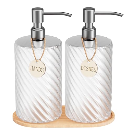 18oz Refillable Soap Dispenser Set with Tray
