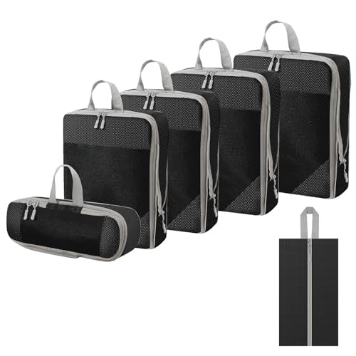 6 Pack Compression Packing Cubes Travel Organizer Set