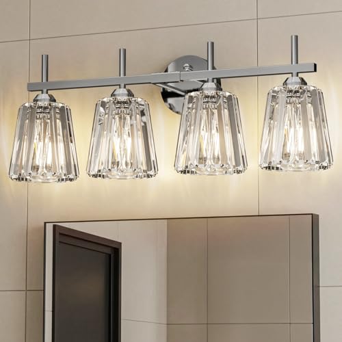 KernLite 4-Light Crystal Bathroom Vanity Light Fixture