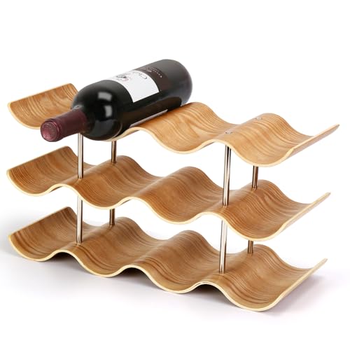 12 Bottle Freestanding Wooden Countertop Wine Rack
