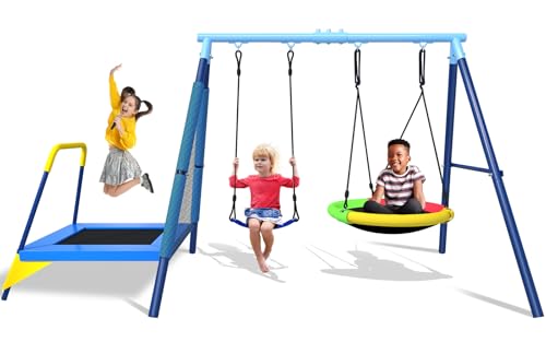 440lbs 3-in-1 Kids Outdoor Swing Set Playground
