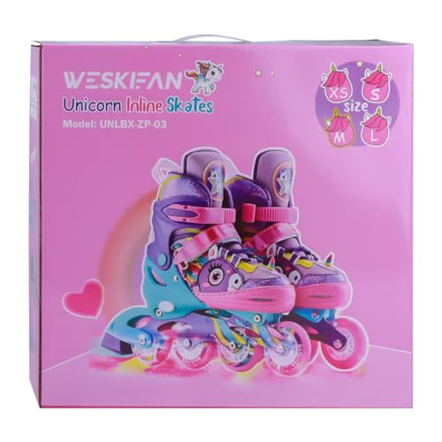 WESKIFAN Unicorn Inline Skates with Light Up Wheels