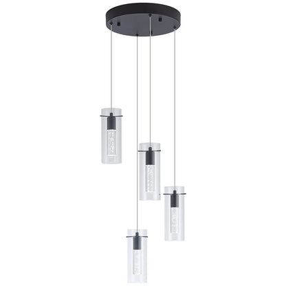 BESTWEST Black Pendant Light, Modern Pendant Light Kitchen Island Pendant Light Fixtures, Modern Island Light with Bubble for Kitchen, Dimmable Kitchen Chandelier Light Fixture (20W, 4-Light)