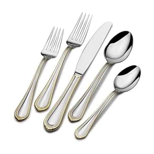 65 Piece Mikasa Regent Bead Flatware Set, 12 Person