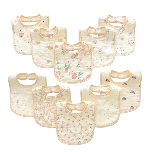 10 Pack Baby Muslin Bibs Cotton Drool Towels