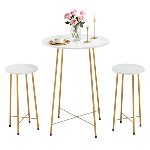 VECELO 3 Piece Counter Height Pub Table Set