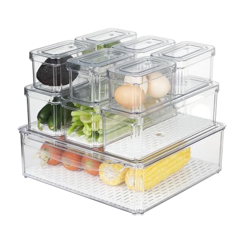 10 Pack Fridge Organizer Bins Stackable Food Storage