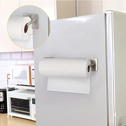 Magnetic Paper Towel Holder Heavy Duty Steel Holder with Magnetic Backing - Fit for Large Paper Towels or Use as Hook for Kitchen, Storage Closets, Grill, Garage (magnetic-1pair-brushed)