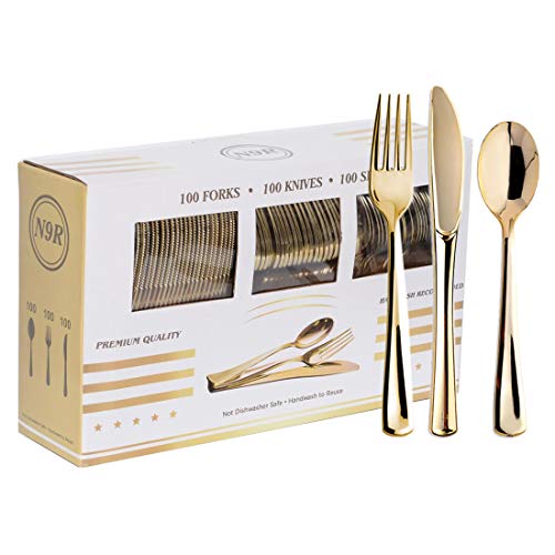 300 PCS Plastic Silverware Set Disposable Cutlery
