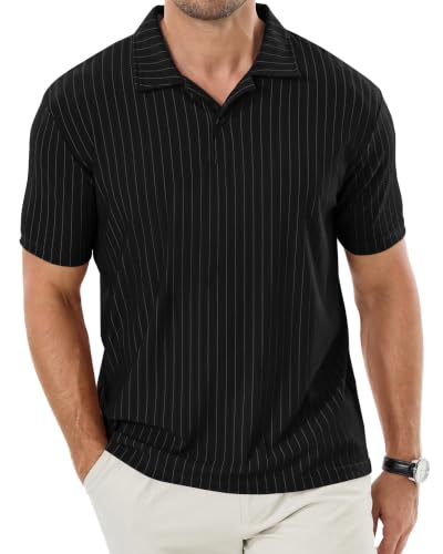 Moisture Wicking Stretch Striped Polo Shirt