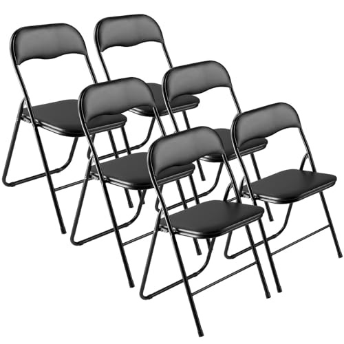 6 Pack Folding Padded Chairs, Metal Frame, 350lbs