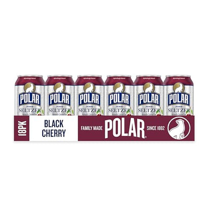 Polar Seltzer Water Black Cherry, 12 fl oz cans, 18 pack