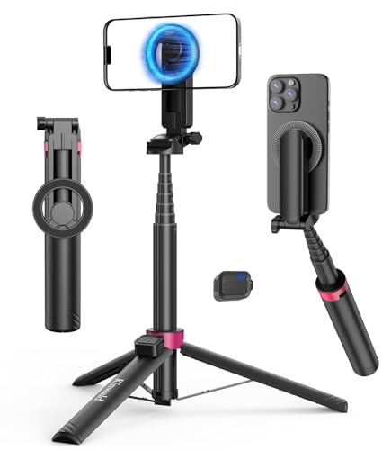 57" Phone Tripod Stand with Remote, Magnetic Selfie Stick
