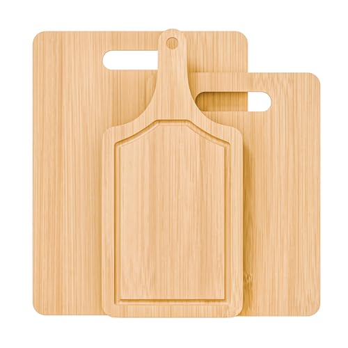 3 Piece Bamboo Cutting Board Set with Handles