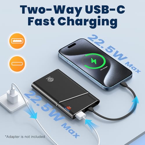 10000mAh PD Fast Charger Power Bank with Cable