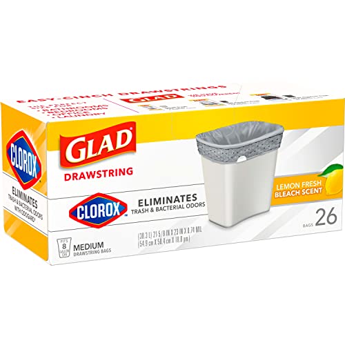 Glad Lemon Fresh Drawstring Trash Bags, 26 Ct