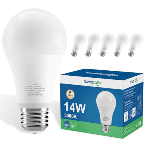 6 Pack A19 LED Light Bulbs 100W Equivalent